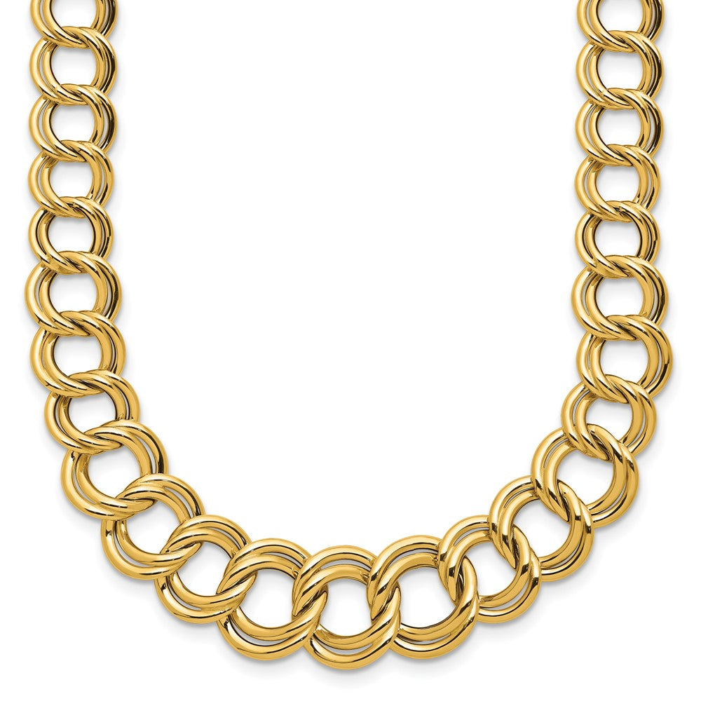 14K Polished Graduated Double Link Necklace