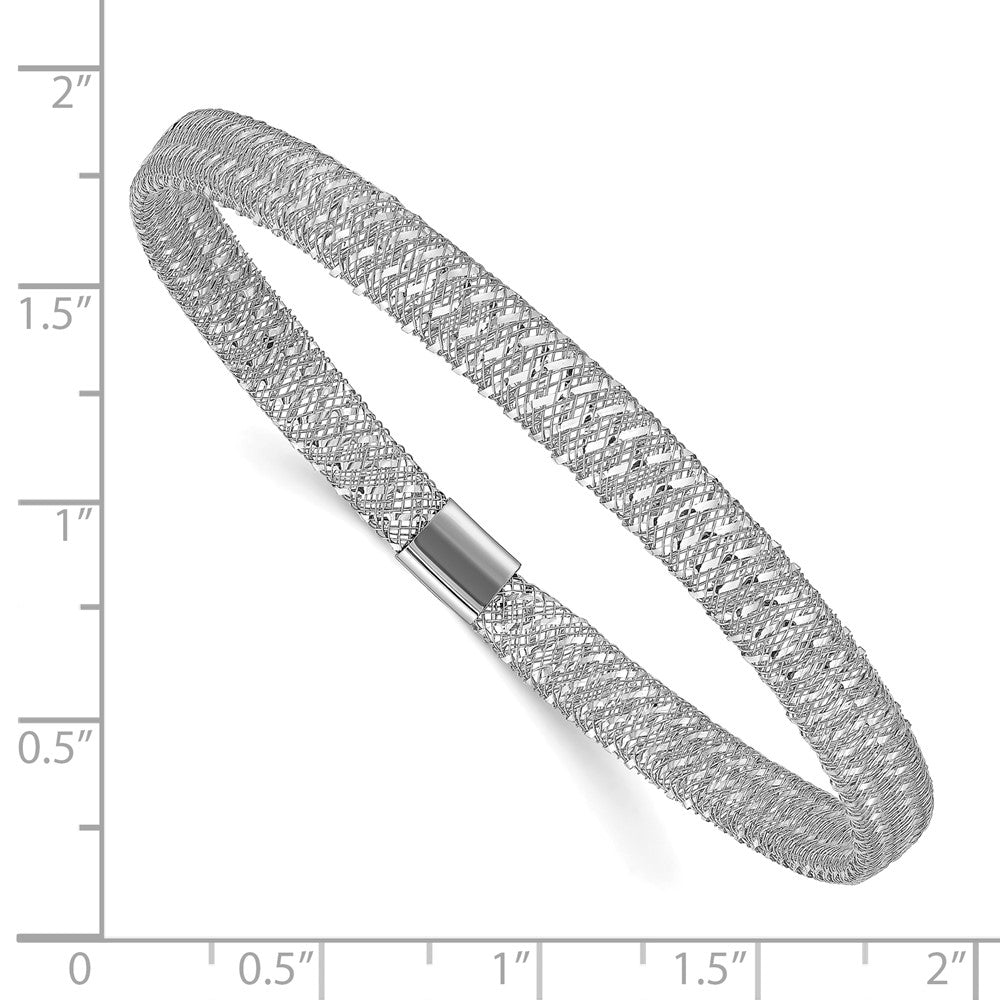 14K with White Rhodium-plating Stretch Bangle