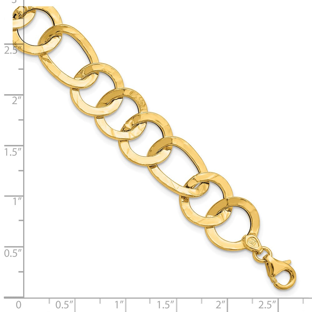 14K Polished Textured Fancy Link Bracelet