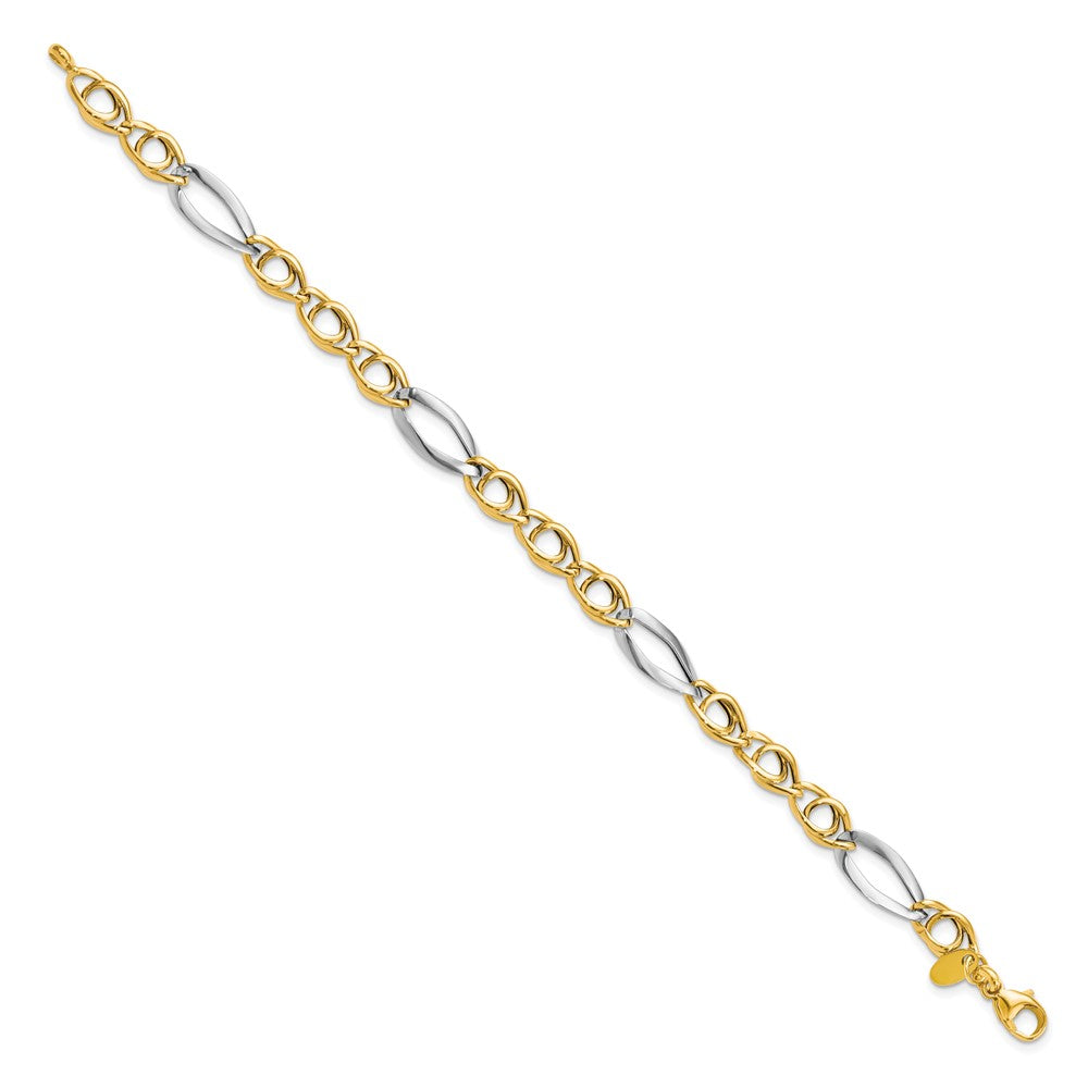 14K Rhodium Fancy Link Bracelet