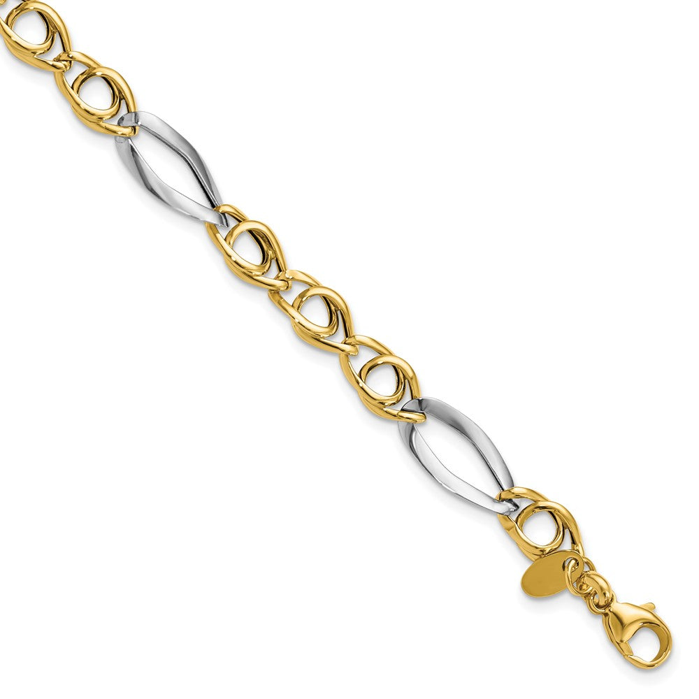 14K Rhodium Fancy Link Bracelet