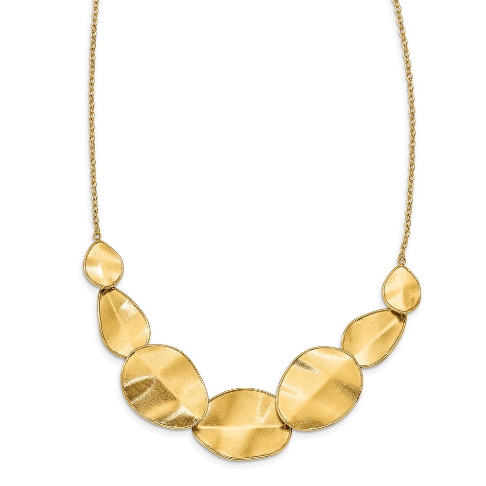 14K Polished Textured with 2in ext Necklace