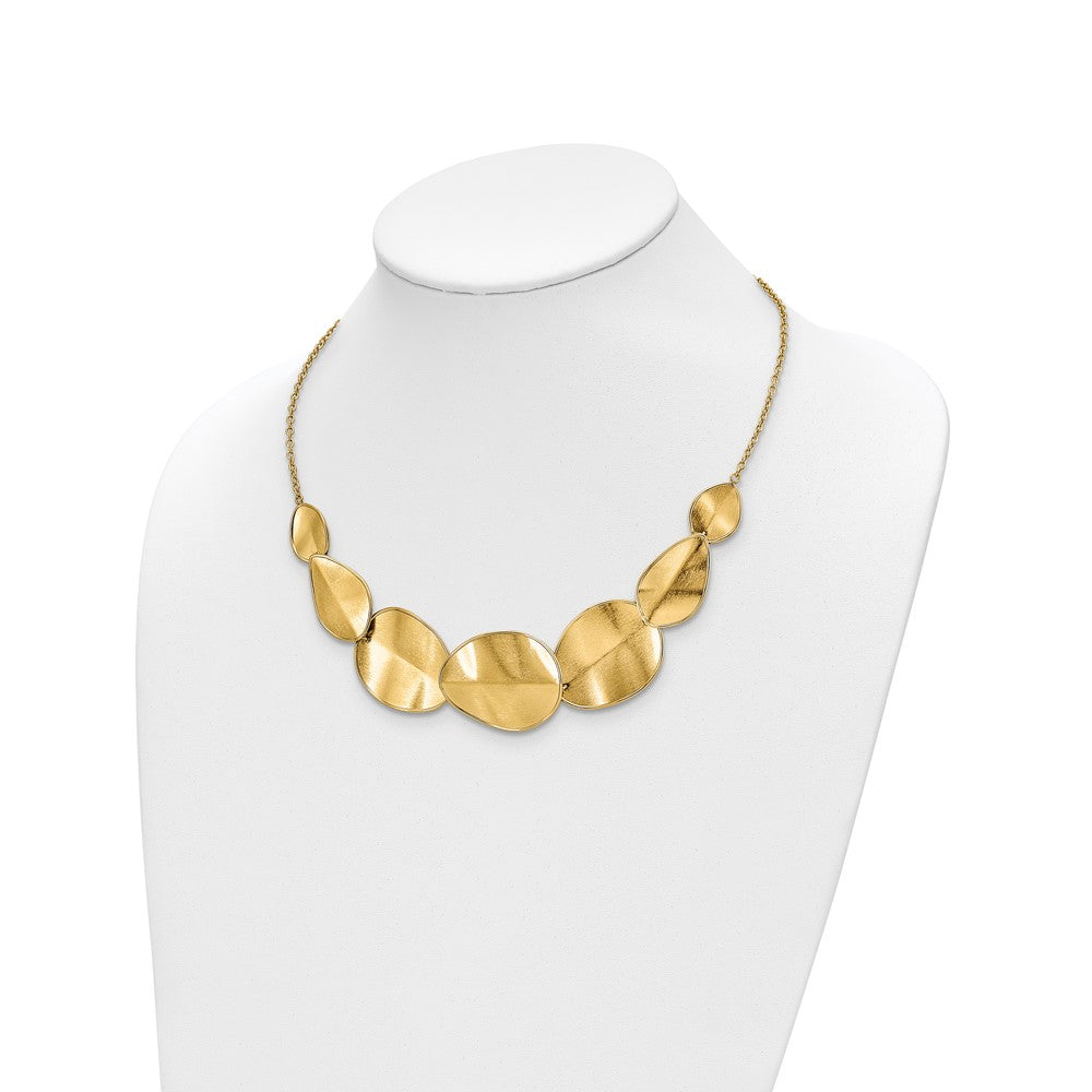 14K Polished Textured with 2in ext Necklace