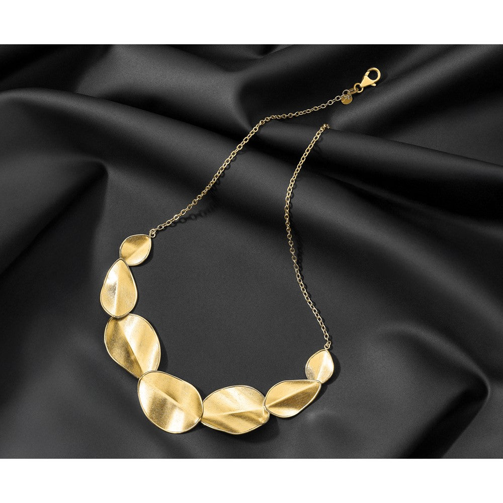 14K Polished Textured with 2in ext Necklace