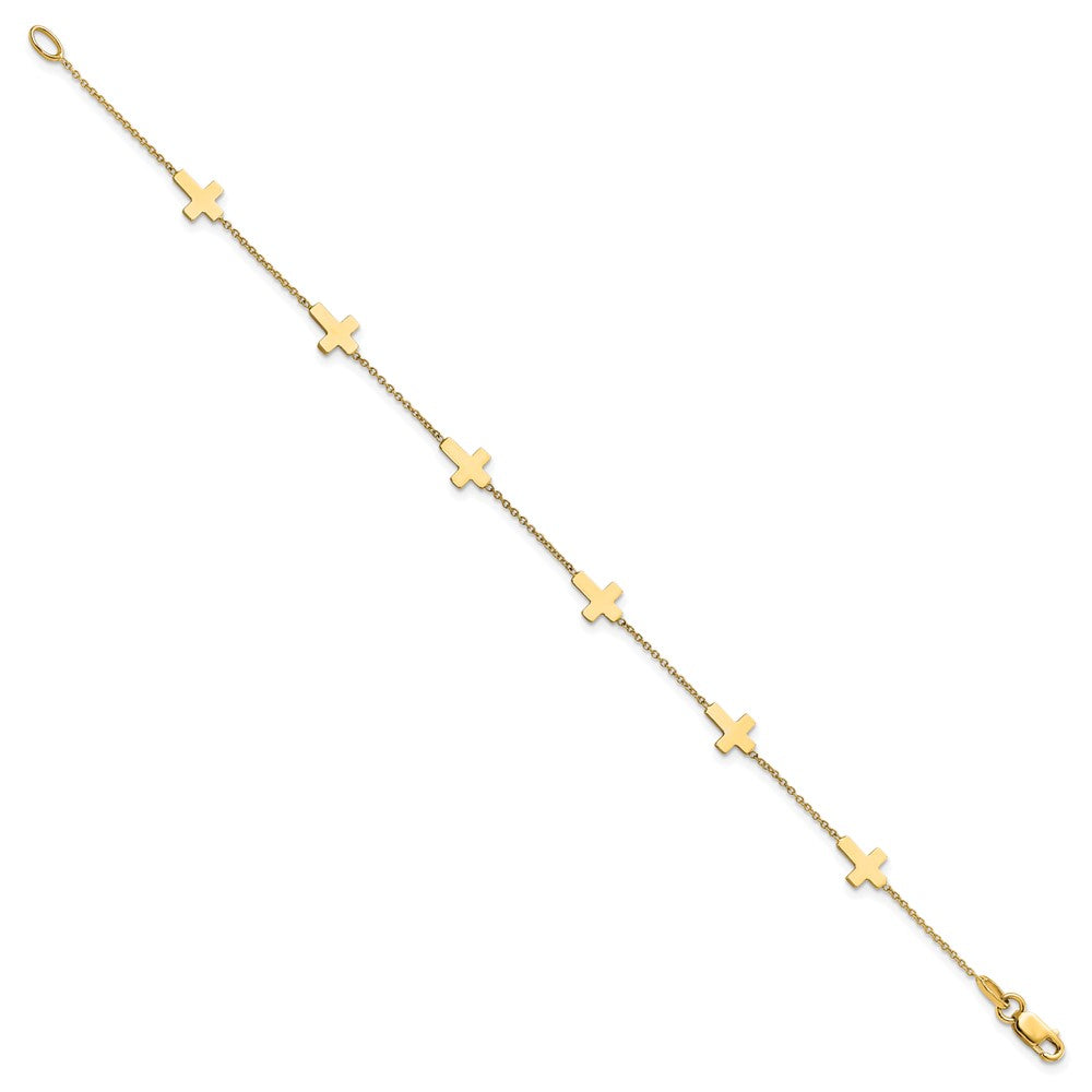 14K Polished Cross Bracelet