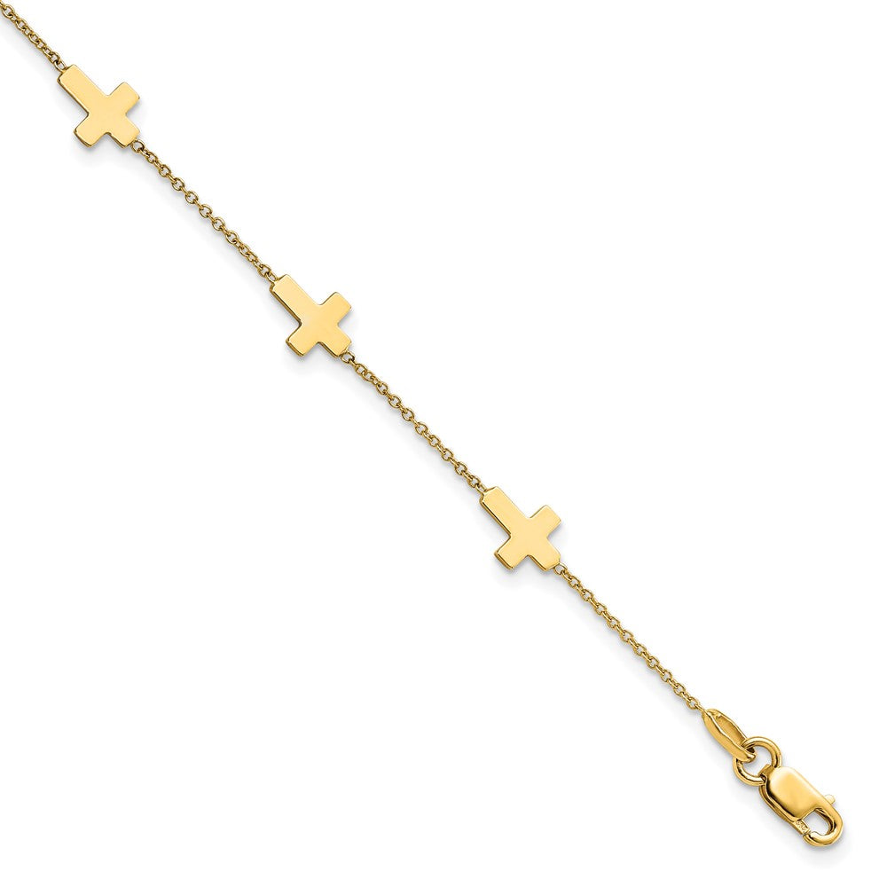 14K Polished Cross Bracelet