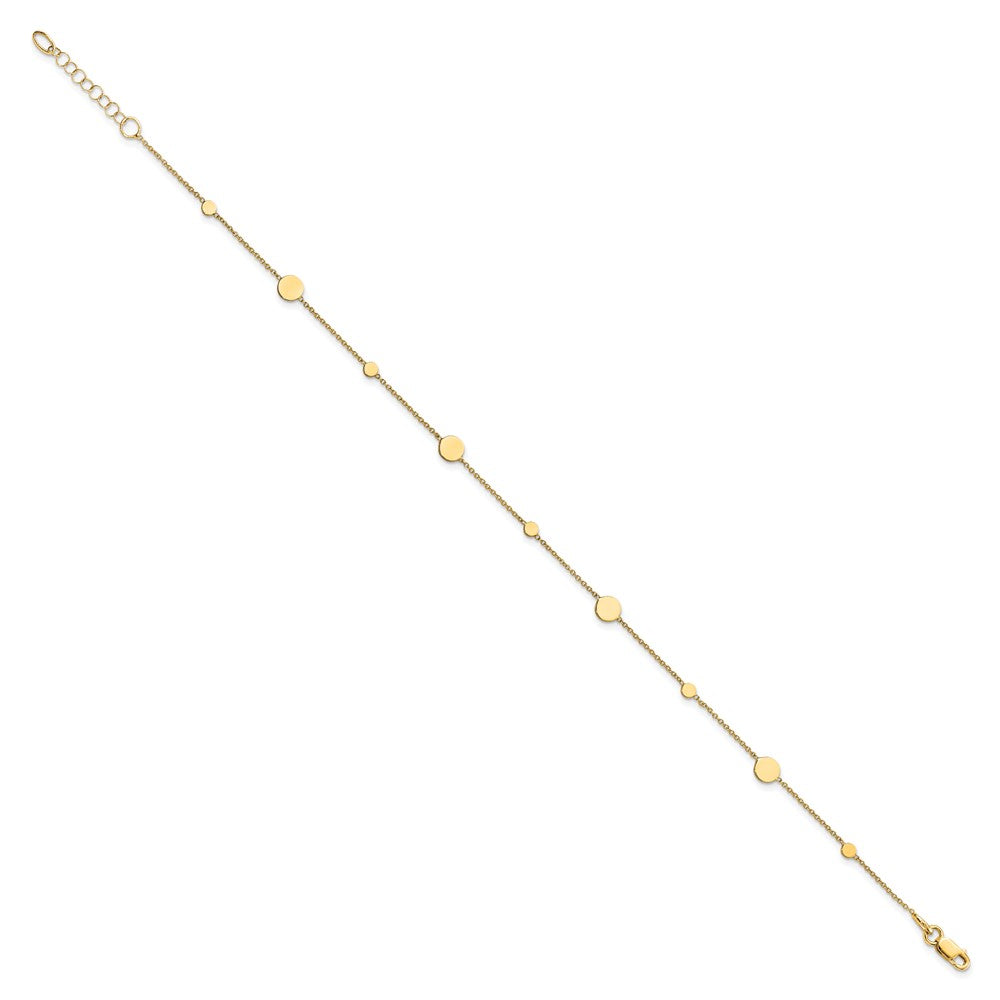14K Polished Disc with 1in ext. Anklet