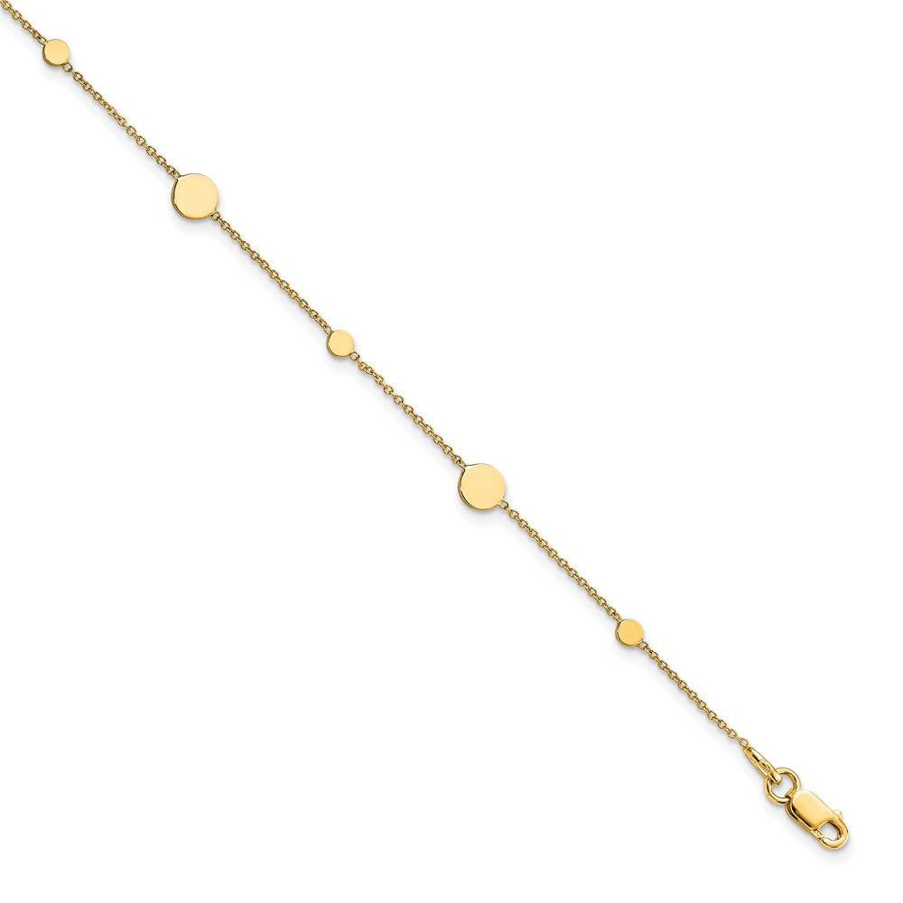 14K Polished Disc with 1in ext. Anklet