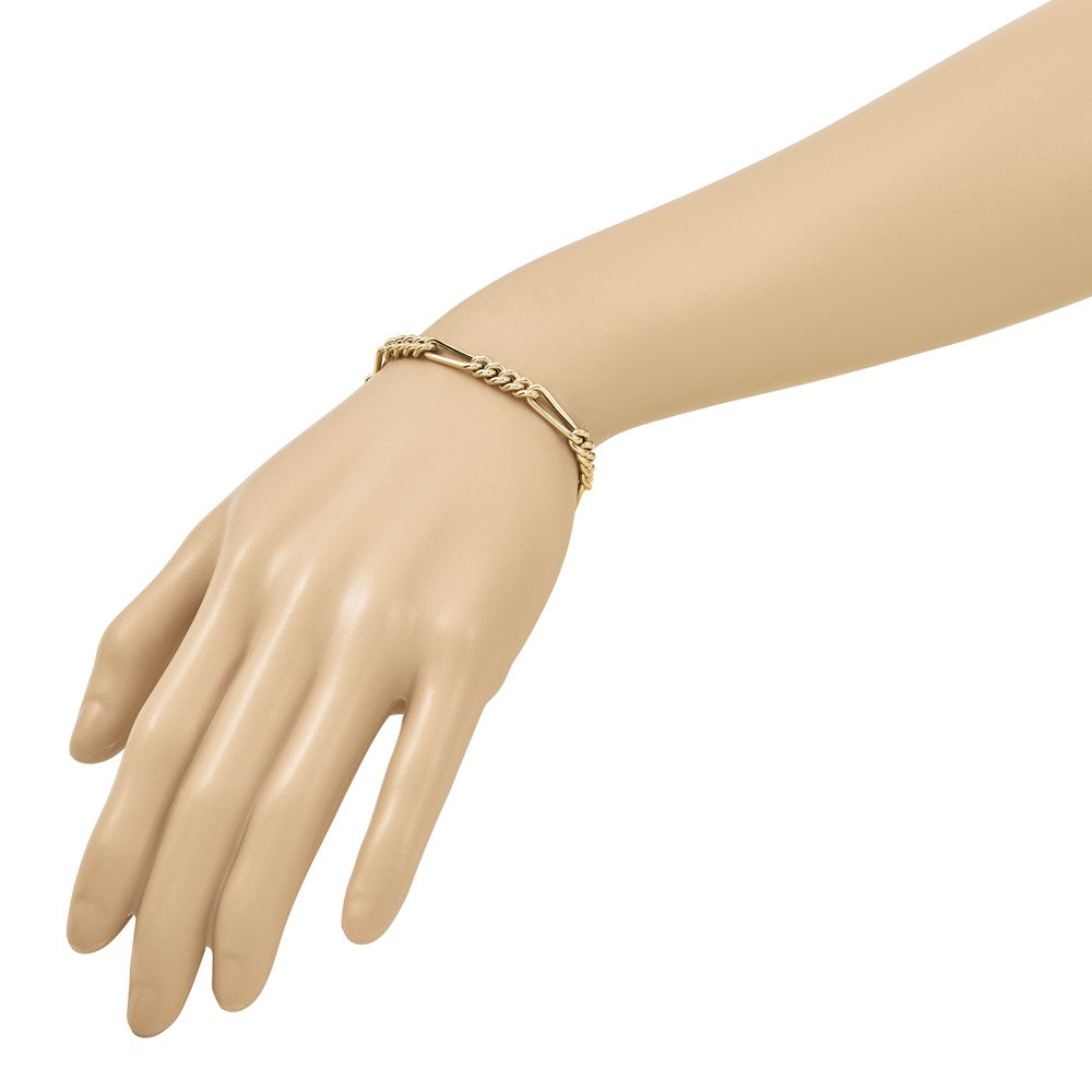 14K Rose Gold Polished Figaro Link Bracelet