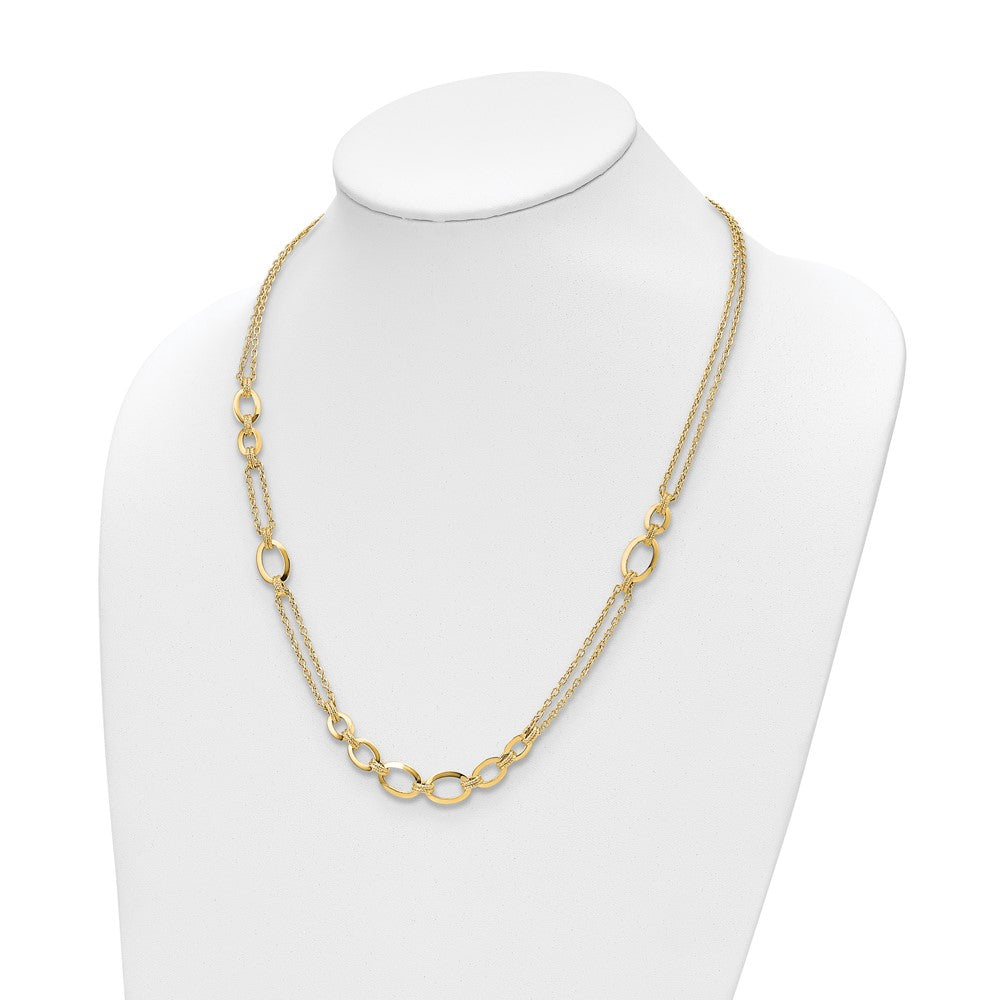 14K Polished Fancy Double-stranded Link Necklace