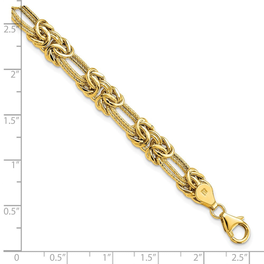 14K Polished Textured Fancy Link Bracelet