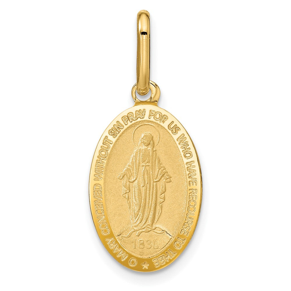 14K Polished and Matte Oval Miraculous Medal