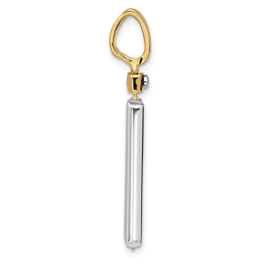 14K Two-tone Brushed Cross Dog Tag Pendant