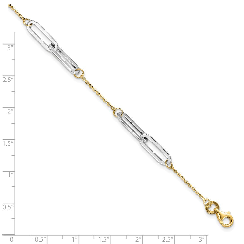 14K Two-tone Polished with 1in ext. Bracelet