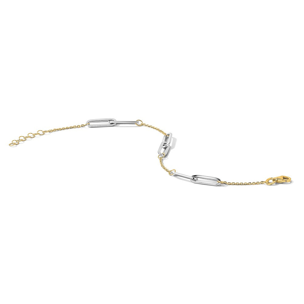 14K Two-tone Polished with 1in ext. Bracelet