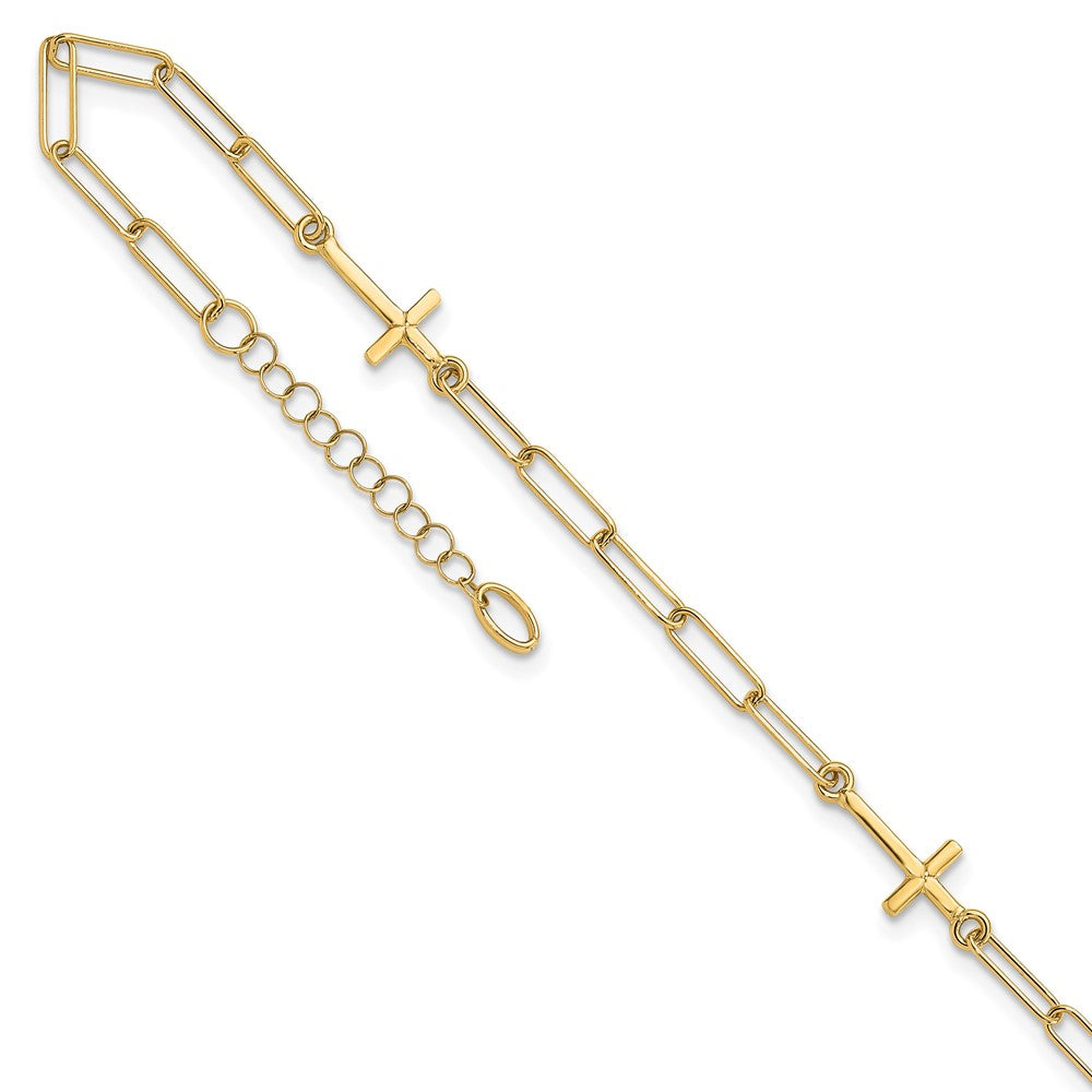 14K Cross Link with 1in. ext Anklet