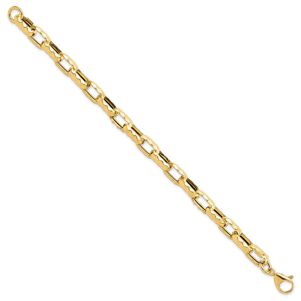 14K Polished Hammered Link Bracelet