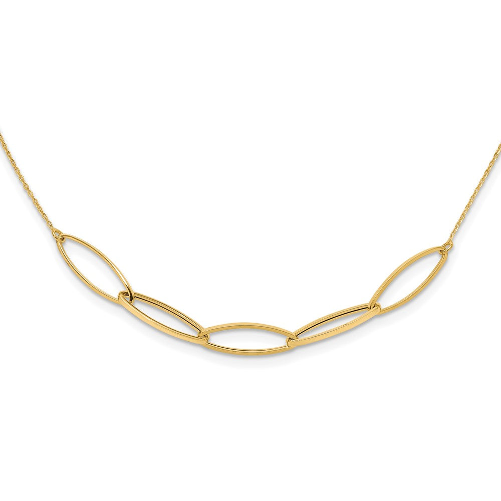 14K Polished Fancy Link 16.5in with 1in. Ext Necklace