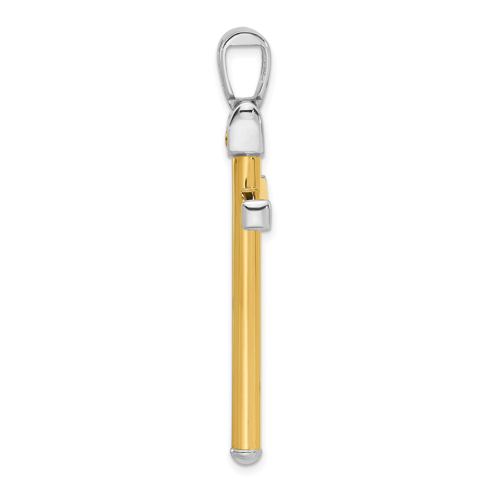 14K Two-tone Polished Cross Pendant