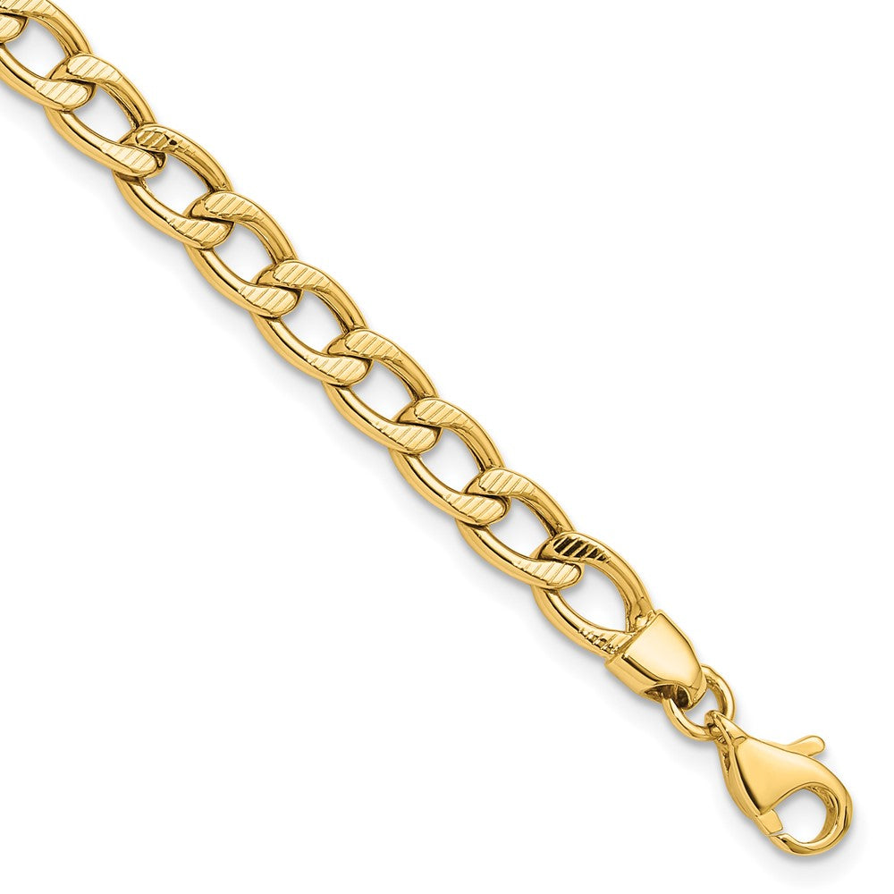 14K Polished and Textured Link Bracelet