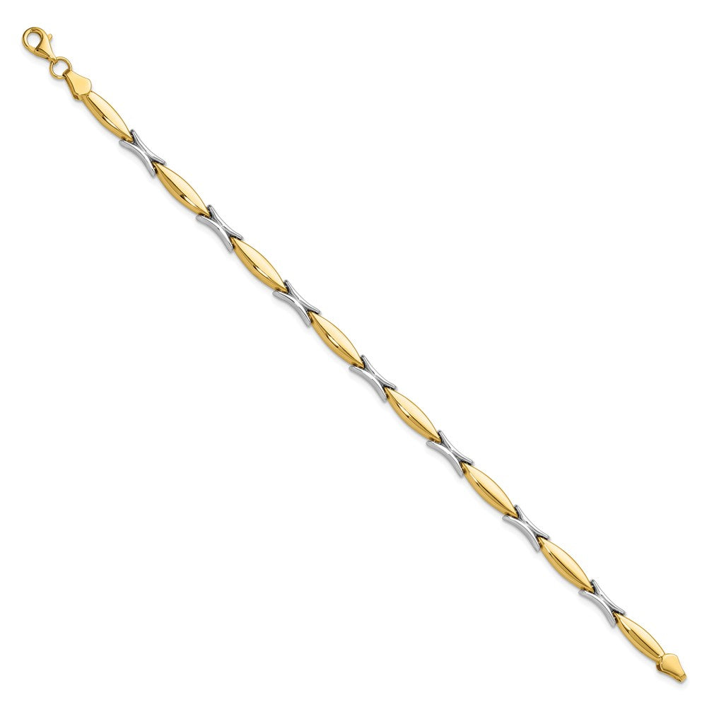 14K Two-tone Polished Fancy Link Bracelet
