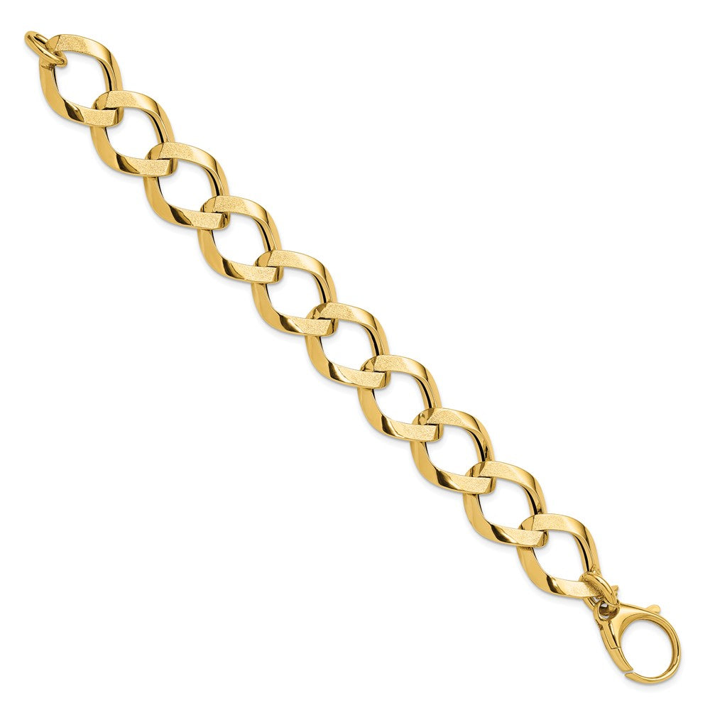 14K Polished and Brushed Lightweight Fancy Link Bracelet