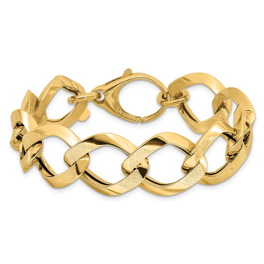 14K Polished and Brushed Lightweight Fancy Link Bracelet