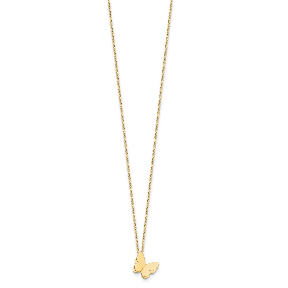 14K Polished Butterfly Charm with 2in ext. Necklace