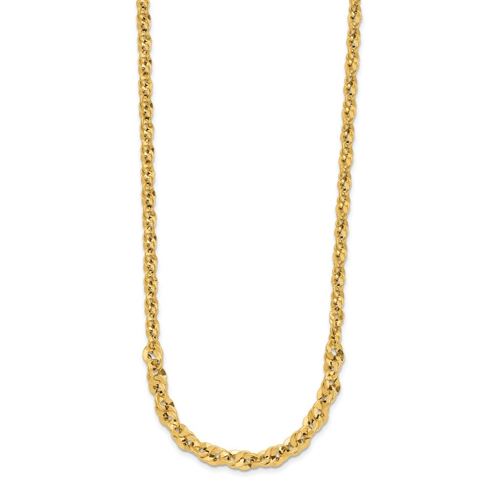 14K Polished and Diamond-cut Fancy Link Graduated 18in Necklace