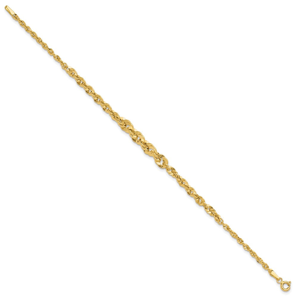 14K Polished and Diamond-cut Fancy Link Graduated 7.5in Bracelet