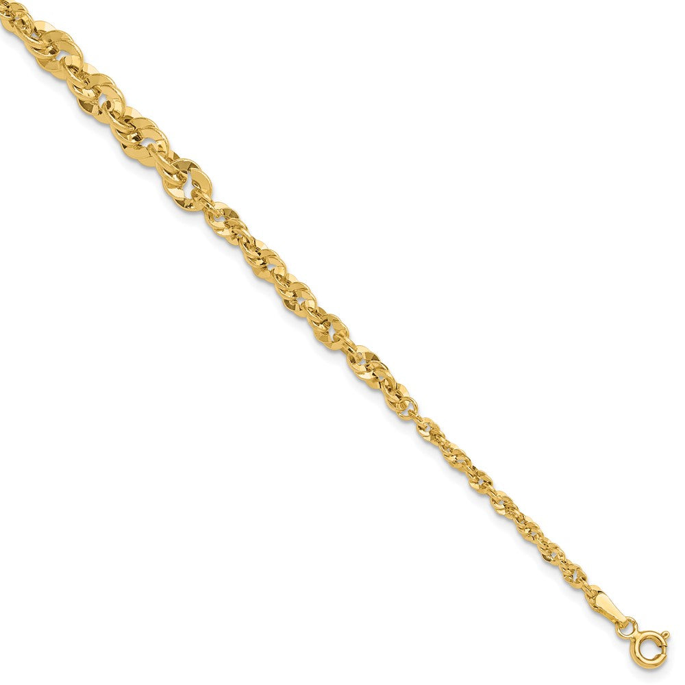 14K Polished and Diamond-cut Fancy Link Graduated 7.5in Bracelet
