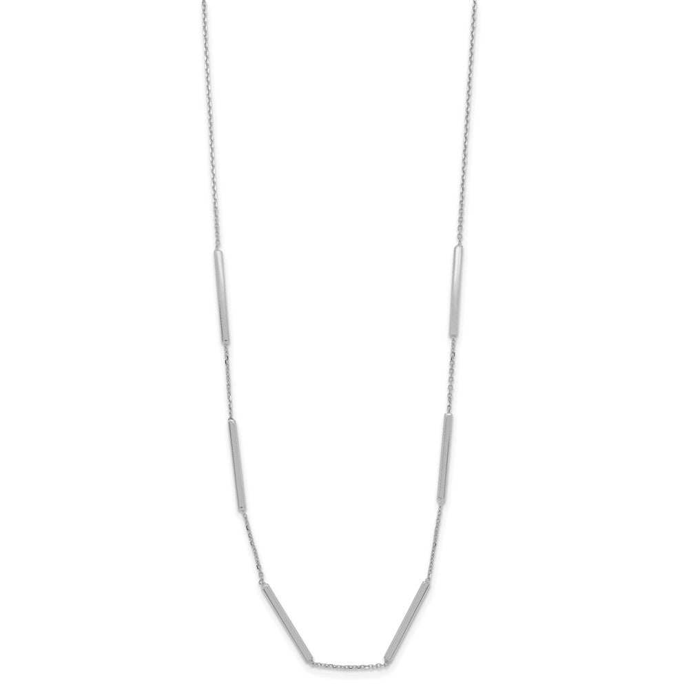 14K White Gold Polished 6 Bar Stations with 1.5in ext. Necklace