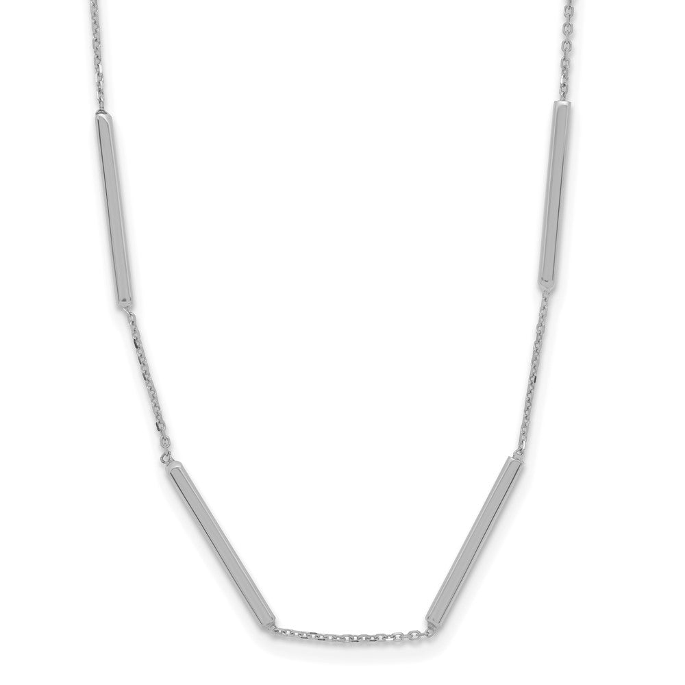 14K White Gold Polished 6 Bar Stations with 1.5in ext. Necklace