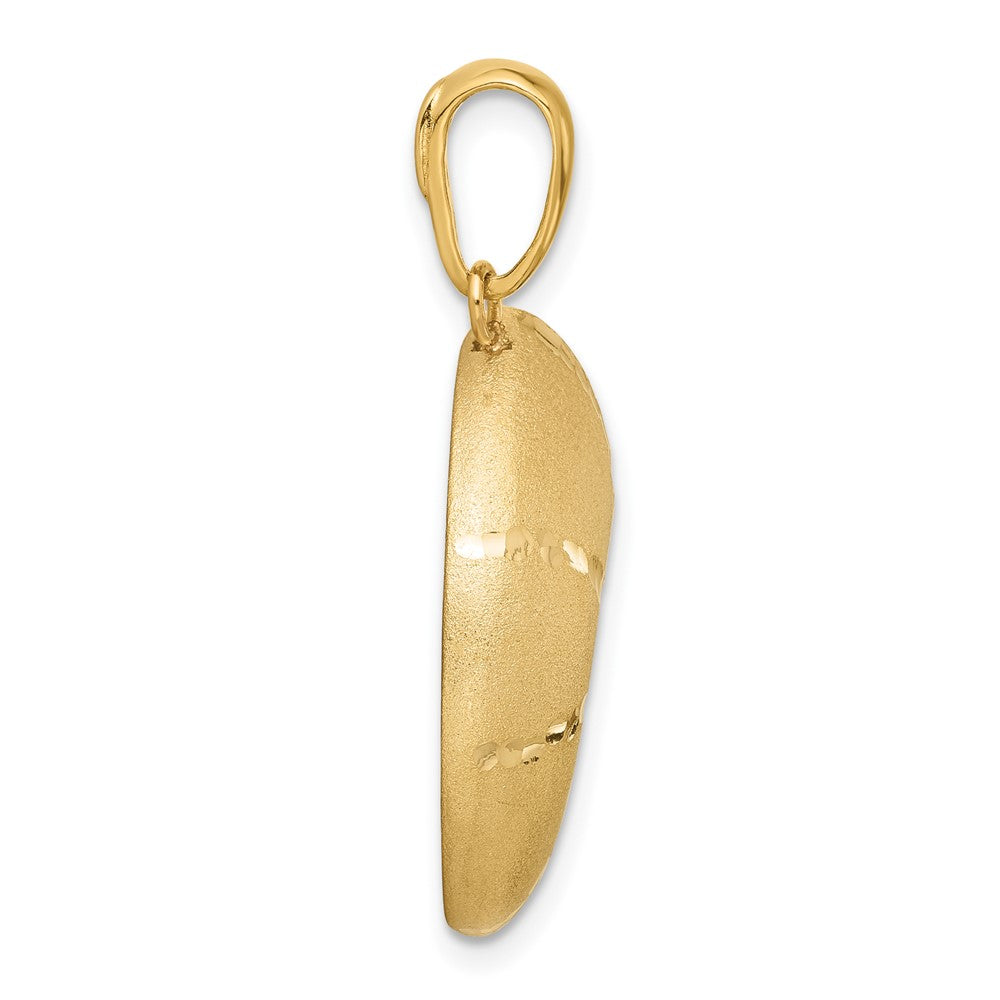 14K Satin Diamond-cut Nautilus Shell Pendant