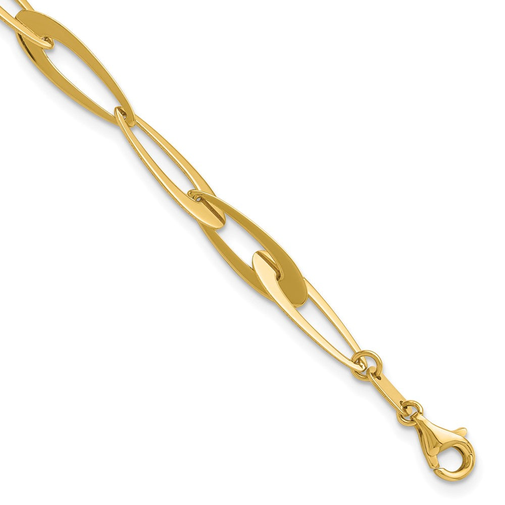 14K Polished Fancy Link with .25in ext. Bracelet