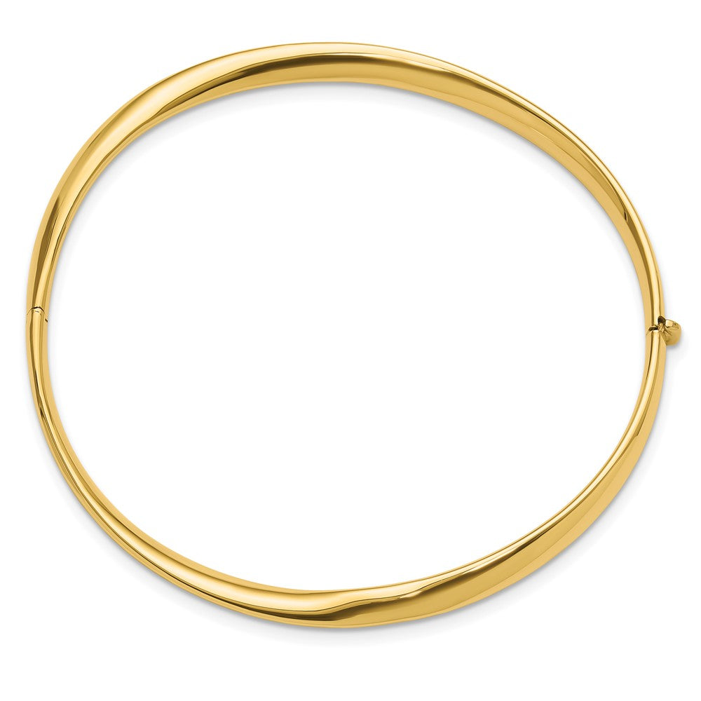 14K Polished Twisted Hinged Bangle Bracelet