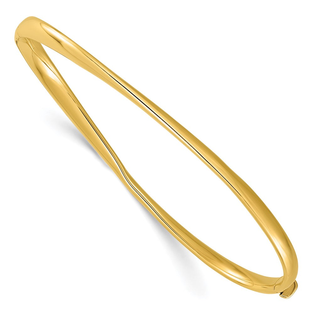 14K Polished Twisted Hinged Bangle Bracelet