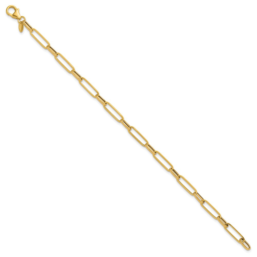14K Polished/Textured Fancy Link Bracelet
