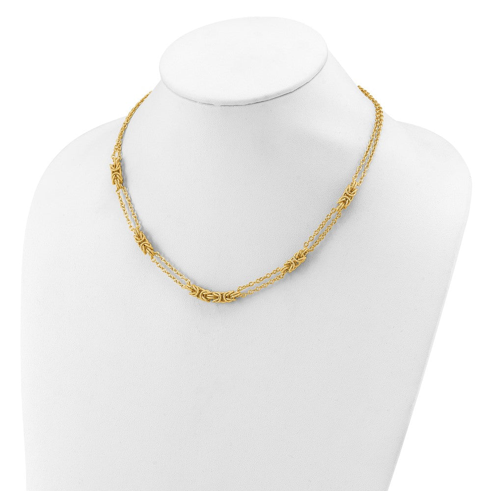 14K Polished and Textured Fancy Link Necklace