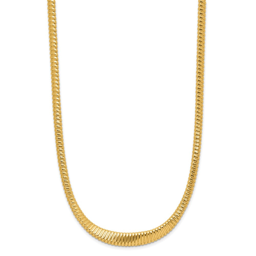 14K Polished Grooved Graduated Necklace