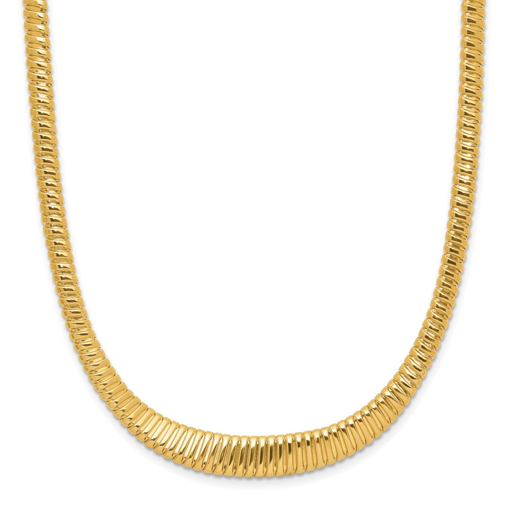 14K Polished Grooved Graduated Necklace