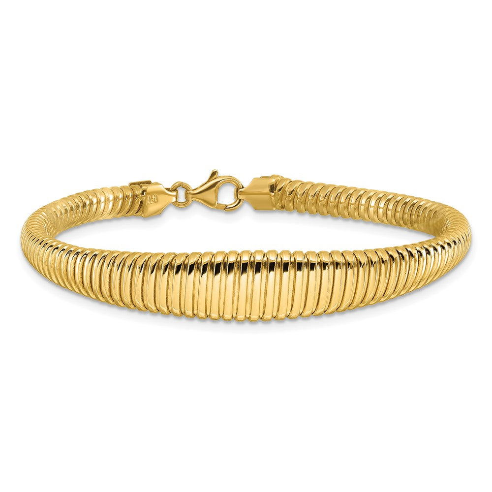 14K Polished Grooved Graduated Bracelet