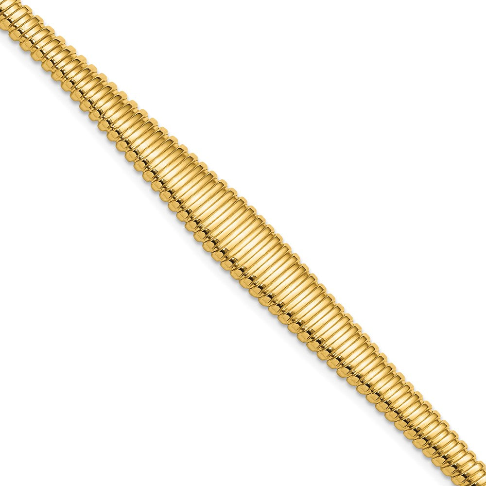 14K Polished Grooved Graduated Bracelet