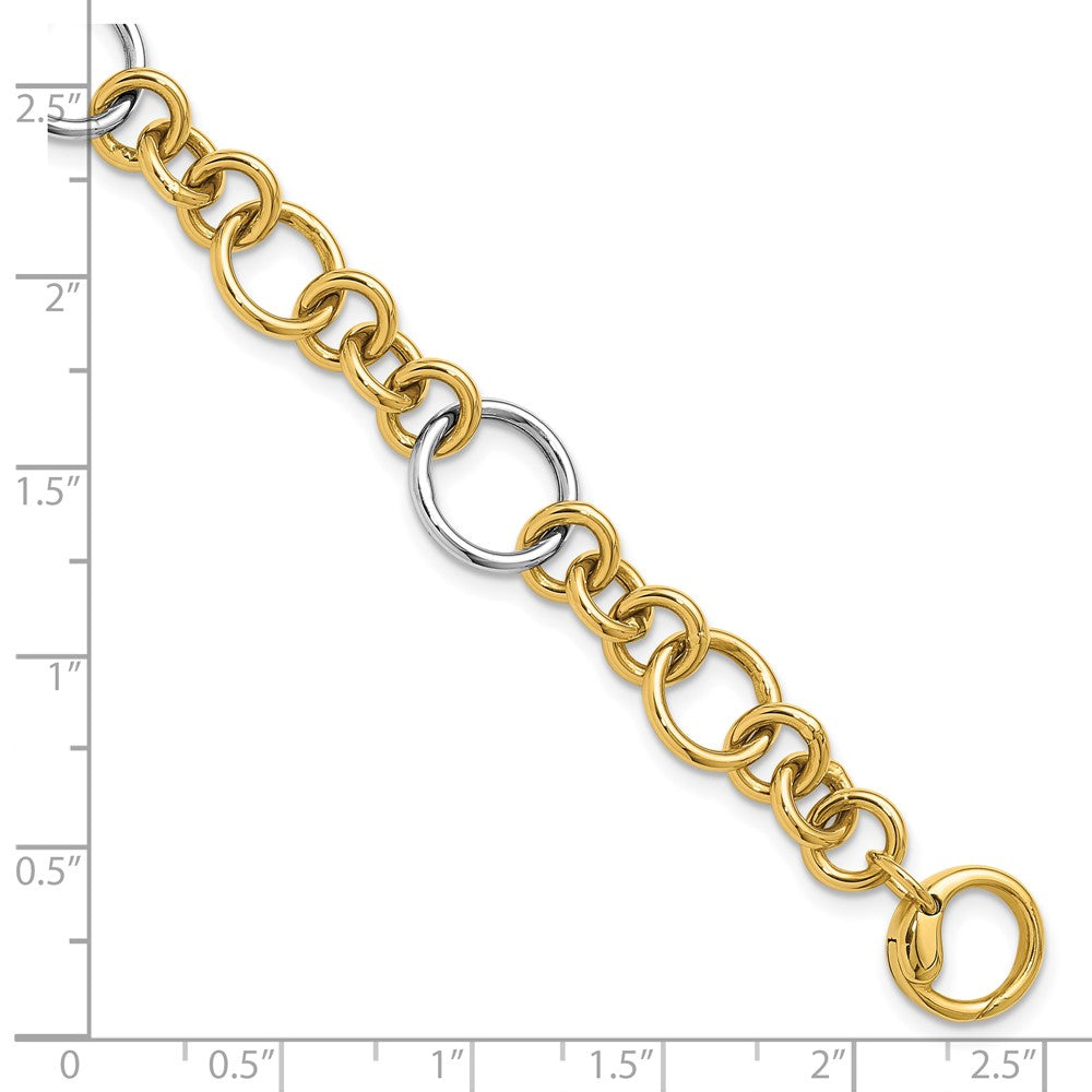 14K Two-Tone Polished Circle Links Bracelet