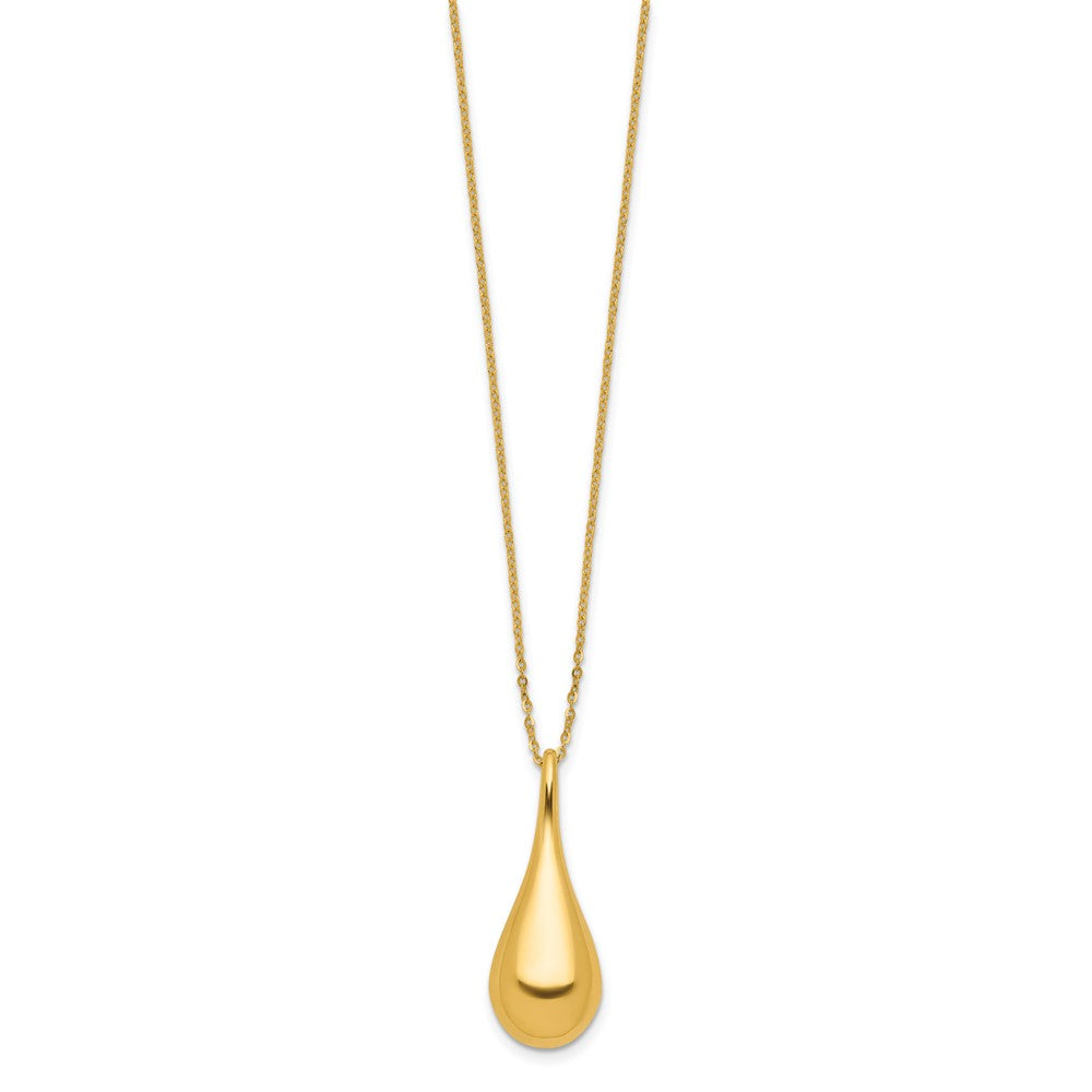 14K Polished Teardrop 16in with 2in ext. Necklace