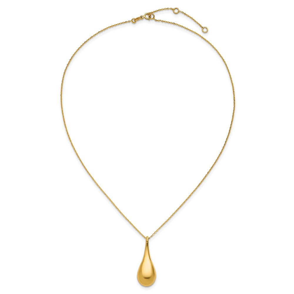 14K Polished Teardrop 16in with 2in ext. Necklace