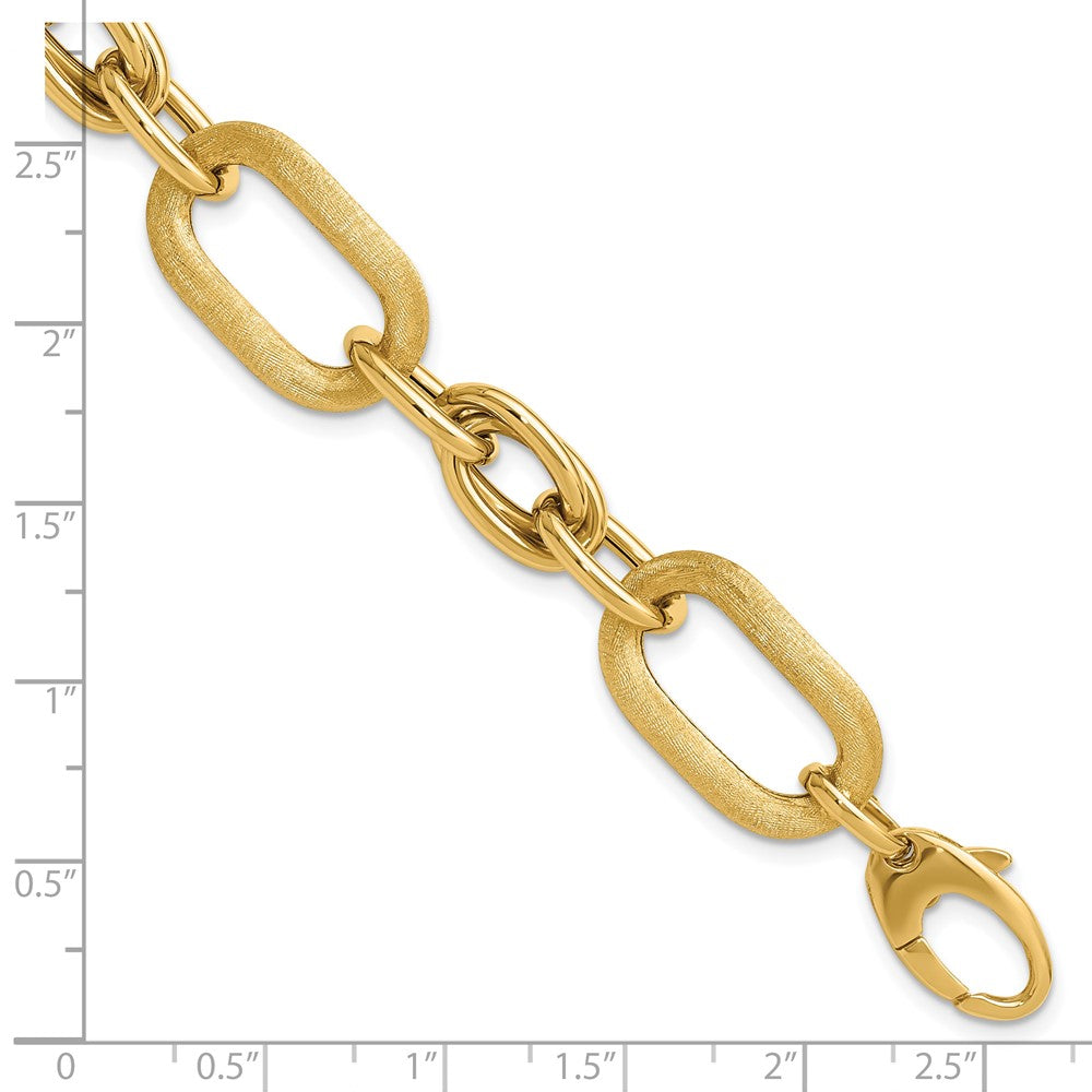 14K Polished and Satin Fancy Link Bracelet