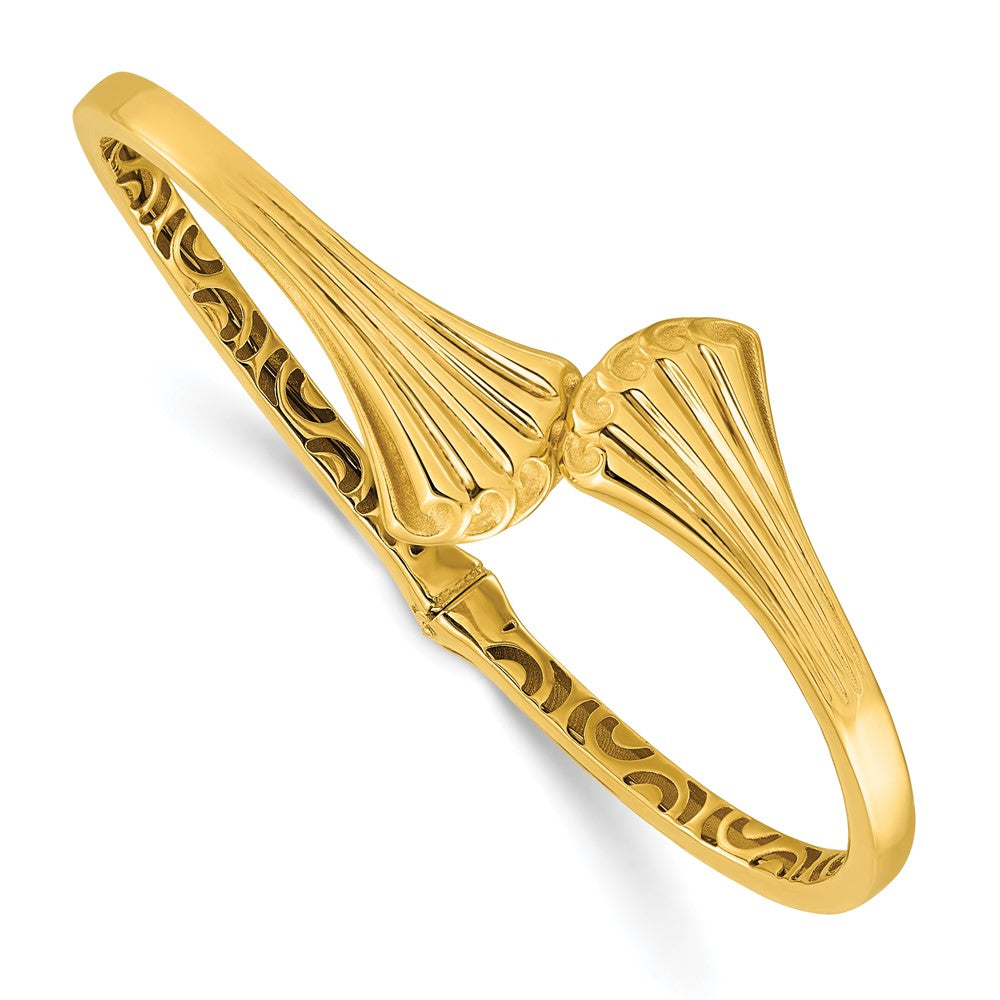 14K Polished Hollow Hinged Cuff Bangle
