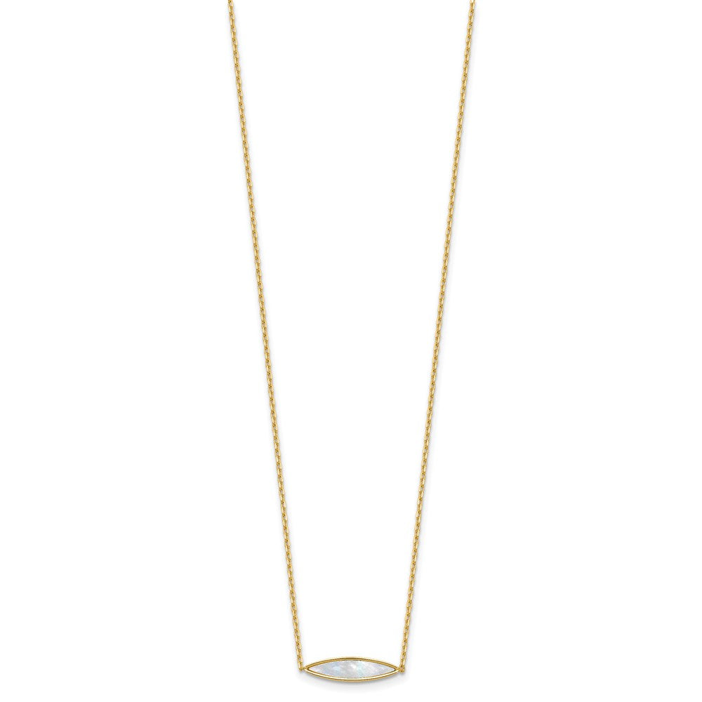 14K Polished Mother of Pearl with 1in ext. Necklace