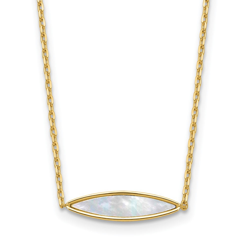 14K Polished Mother of Pearl with 1in ext. Necklace